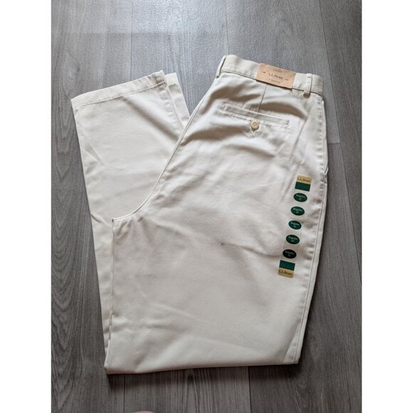 L.L.Bean Womens Wrinkle-Free Cotton Original Fit Pants Size 12 Regular Beige - Picture 1 of 8